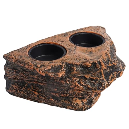 Gecko Feeding Ledge Magnetic Hanging Reptile Food Dish with 2 Feeding Bowl for Bearded Dragon Snake Lizard