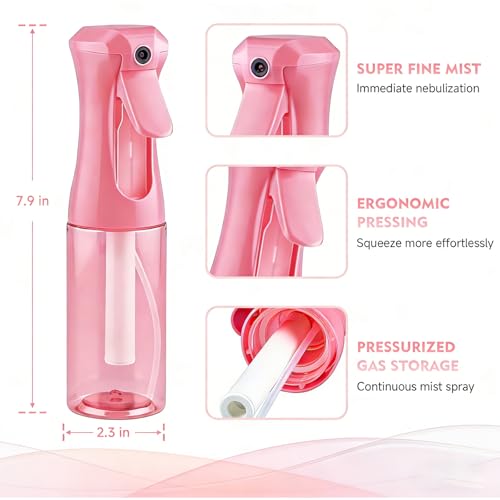 Continuous Spray Bottle, 6.8 OZ Hair Spray Bottles, Ultra-Fine Mister Spray Bottle for Hairstyling, Cleaning, Plants, Pets, Salons, and More (1 Pack) - color: Pink