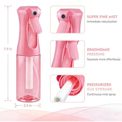 Continuous Spray Bottle, 6.8 OZ Hair Spray Bottles, Ultra-Fine Mister Spray Bottle for Hairstyling, Cleaning, Plants, Pets, Salons, and More (1 Pack) - color: Pink