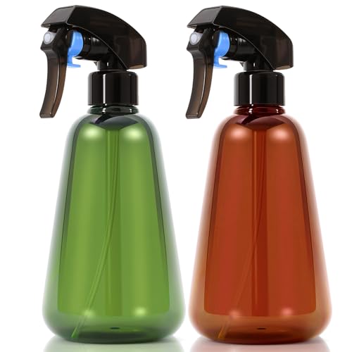 Spray Bottle for Plants 2 Pack, 16oz - Ultra Fine Mist, Plant Mister Empty Spray Bottles Indoor, Leak Proof Misting Water Sprayer Bottle for Gardening, Plant Care, Hair Care, Cleaning Solutions - color: Green & Brown