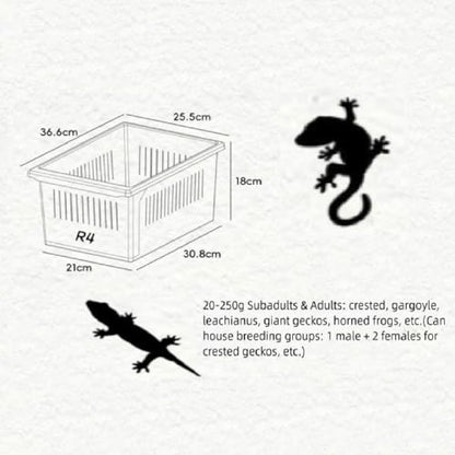 2-Tier Stackable Reptile Terrarium, Pull-Out Sliding Drawer, 13.2 x 15.5 x 17.9 Inches Reptile Enclosure with Aluminum Frame, Transparent Breeding Tank for Snake, Lizard, Gecko, Small Pet
