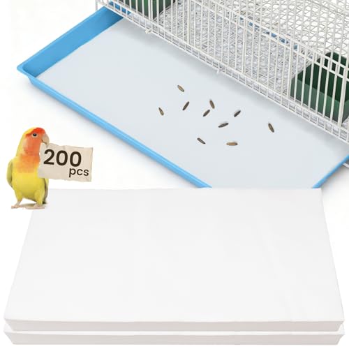 23.6x16.9in Bird Cage Liners - 200 Sheets Pre-cut Disposable Cage Tray Liners, High Absorbent Non-Woven Pads for Parrots, Cockatiels and Small Animals - size: 23.6x16.9in-200P
