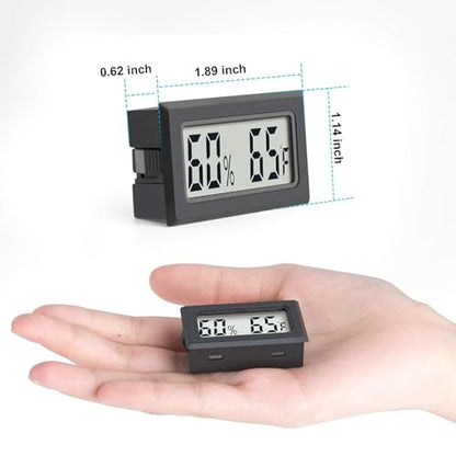 6 Pack Mini Indoor Temperature Humidity Meter Gauge Thermometer Hygrometer LCD Display Fahrenheit (℉) for Humidors Greenhouse Garden Cellar Jars Closet