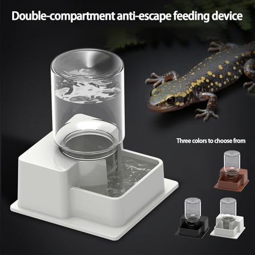 Automatic Reptile Feeder - Reptile Automatic Dish, Crab Water Dispenser | ABS, Bearded Dragon Water Bowl Food Container for Lizard Chameleon Snake Frog Hermit Crab Amphibian Habitat - color: White