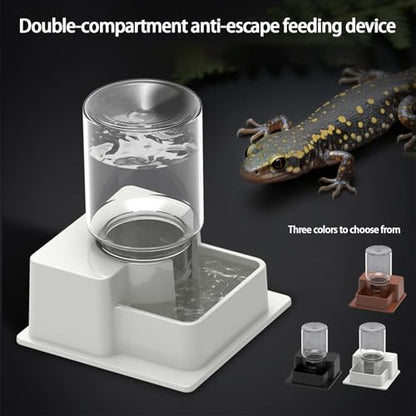 Automatic Reptile Feeder - Reptile Automatic Dish, Crab Water Dispenser | ABS, Bearded Dragon Water Bowl Food Container for Lizard Chameleon Snake Frog Hermit Crab Amphibian Habitat - color: White