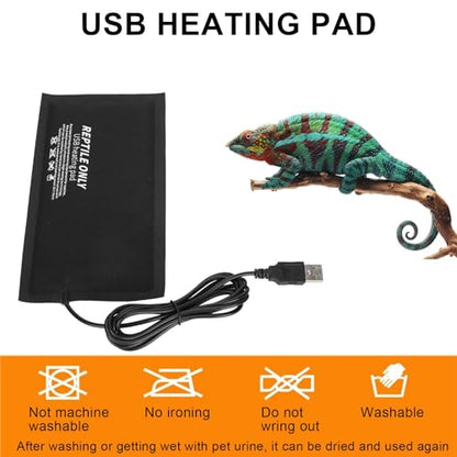 Medium Reptile Heating Pad USB Powered 45℃ Constant Temperature Mat Water Safe Flame Retardant 7 Layer Safety Design for Reptile Snake Leopard Gecko Turtle (M) - size: M