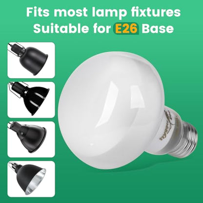 Reptile Heat Lamp Bulbs 100W (2-Pack) – Efficient Heating & Simulated Sunlight Basking Light for Amphibians, Bearded Dragon, Lizard, Turtle, Chicken – E26 Base - color: White, size: 100W