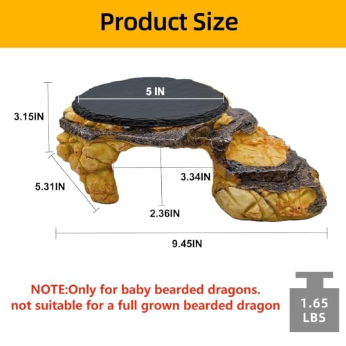 Reptile Basking Platform, Turtle Basking Platform Juvenile Bearded Dragon Tank Accessories Reptile Hideout with Rock Slate Plate for Lizard, Leopard, Crested Gecko(Large-Yellow) - style: style 3