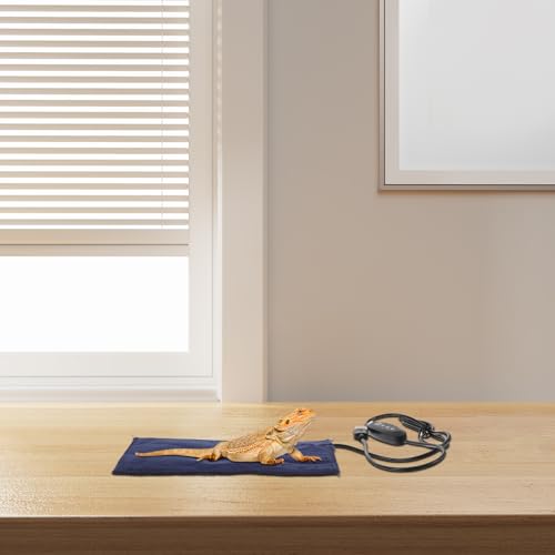 Hemoton Small Reptile Heat Mat with Temperature Control, Nano Fiber Heating Pad for Lizards, Hermit Crabs, Snakes, and Small Animals, Under Tank Terrarium Heat Source for Reptile Habitats