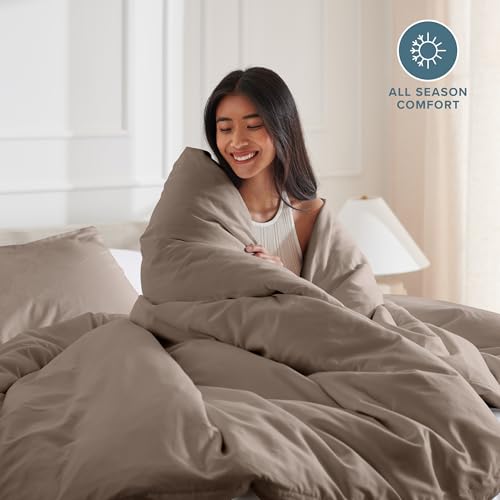 Bare Home Bedding Duvet Cover Extra Long Size - Premium 1800 Super Soft Collection - Lightweight, Cooling Duvet Cover - Soft Breathable Bedding (Twin/Twin XL, Taupe) - color: 09 - Taupe (No Comforter), size: Twin/Twin XL