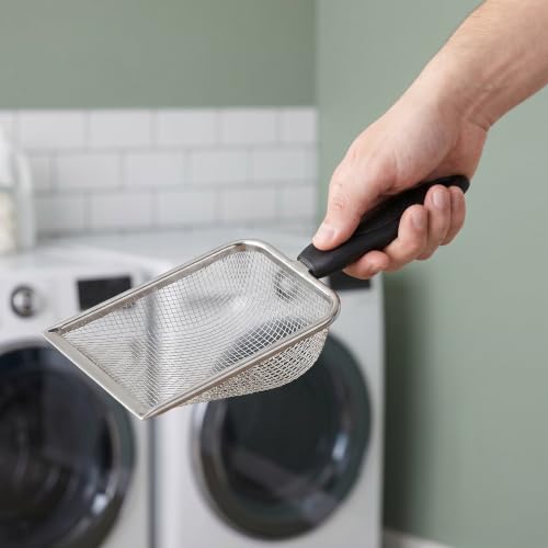 2PCS Cat Litter Shovel: Stainless Steel Litter Cleaner Corner Scoop - Mesh Poop Box Shovel for Reptile Terrarium Sand Waste Beach Scoop Cat Supplies (2.4mm, 3.4mm Hole)