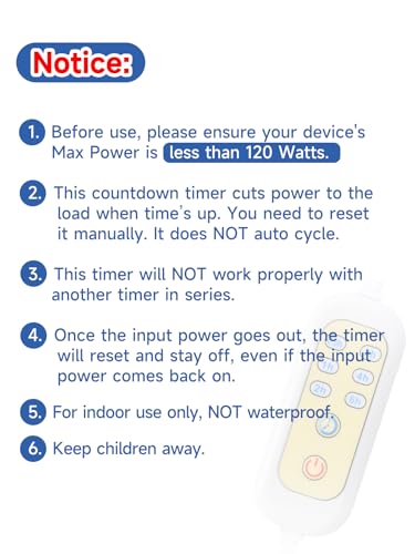 Extension Cord with Timer, 2 Packs, (Only auto-Off, Not self-Startup) | 6 Countdown Options, Auto Shut Off Timer for Phone Chargers, Electric Wax Warmer, Christmas Light, Floor Lamp, Reading Lamps - size: 2 Pack