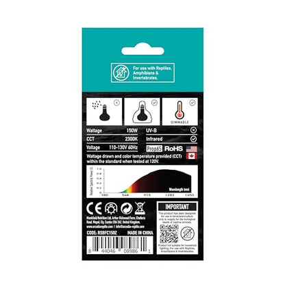 Arcadia Golden Sun Basking Flood Lamp 150W – Wide Beam Infrared Reptile Heat Lamp Bulb for Bearded Dragons, Tortoises, Iguanas and Turtle Tanks, Long Lasting Easy to Use Indoor Heat Bulb for Reptiles