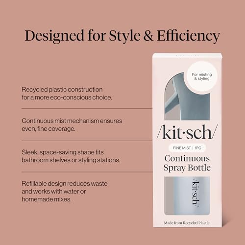 Kitsch Continuous Spray Bottle for Hair – Fine Mist Water Mister & Water Spray Bottle – Recycled Hair Spray Bottle – Spray Bottles for Cleaning, Styling, Plants & More – Haze Blue, 150ml - color: Haze Blue