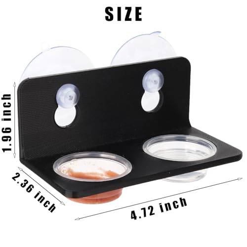 Crested Gecko Feeding Ledge with 10PCS Gecko Food Water Dish - Black - color: Black