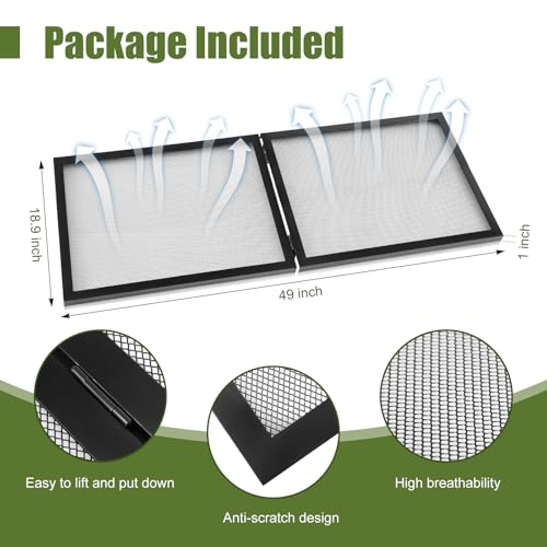 Landhoow 60-75 Gallon Screen Cover for Hinged Door Pet Reptile Terrarium Screen Cover Large Reptile Terrarium Fish Tank Lid with Center Hinge - size: 60-75 Gallon