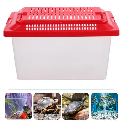 Portable Fish .08X4.33X4.33 Inch Handheld Aquarium Transparent Turtle Box Compact Plastic Pet Hamster Carrier for Travel and Home Use - size: 18x11cm