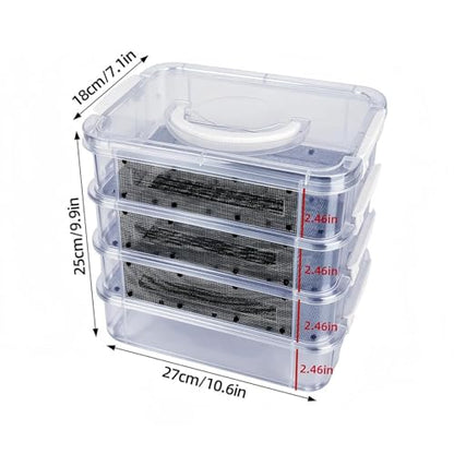 Mealworm Breeding Kit - Aluminum, Waterproof Clear Mesh Habitat, Four Layer Farm Container | Reuseable Breeding System with Zipper Handle, Indoor Outdoor Habitat for Birds, Reptiles