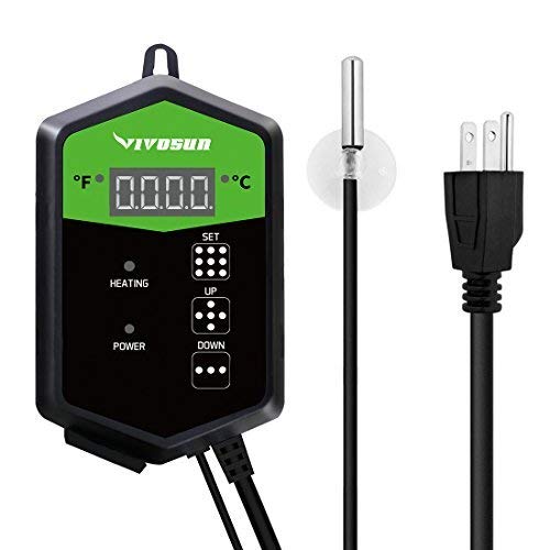 VIVOSUN Digital Heat Mat Thermostat Controller, 40–108 ºF 1000W for Reptiles, Seedlings, Germination, Incubation and Fermentation