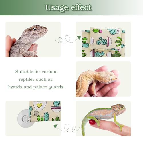 Bearded Dragon Hammock with Pillow, Swing Hanging Reptile Bed Lounger, Reptile Cover Substrate Tank Accessorie with Suction for Axolotl Bearded Dragon Geckos Lizard Terrariums Accessories