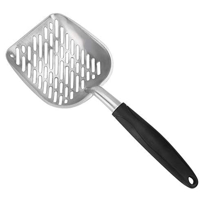 Fydun Cat Litter Shovel, Aluminum Alloy Pet Scoop Sifter Poop S Scoops Hollow Dog Puppy Waste Holder Holder Reptile Terrarium B Cleaning Tool (Black)