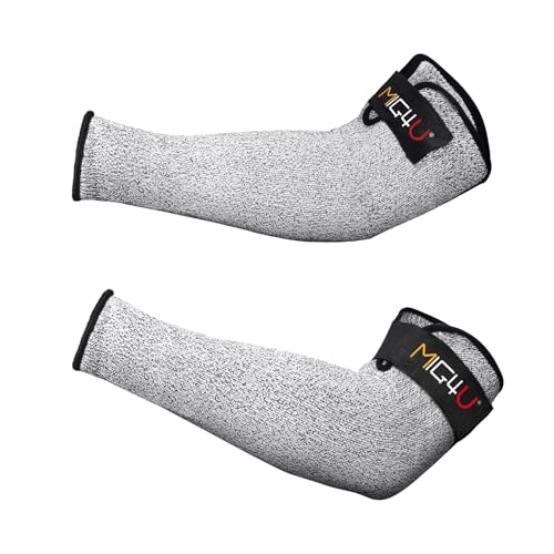 MIG4U Cut Resistant Sleeves, Safety Protection Arm Guards for Men and Women Yard Work, Construction, Farm, Gardening, Adjustable Fit, 1 Pair 18" Grey - color: Gery - No Thumb Hole, size: Large