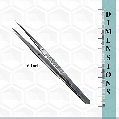 Reptile Feeding Tongs Straight Aquarium Tweezers Anti-Rust Thickened Stainless Steel Forceps, for Terrarium, Fish Tank, Snakes/Lizards/Gecko, Planting By HTI (6" - Set of 2) - size: 6" - Set of 2