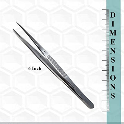 Reptile Feeding Tongs Straight Aquarium Tweezers Anti-Rust Thickened Stainless Steel Forceps, for Terrarium, Fish Tank, Snakes/Lizards/Gecko, Planting By HTI (6" - Set of 2) - size: 6" - Set of 2