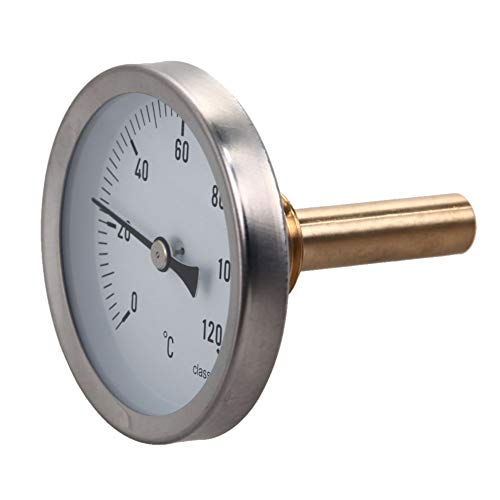 Analog Thermometer 63mm Dial Horizontal ，Horizontal Aluminum Temperature Indicator 0-120°C