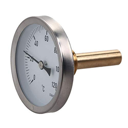 Analog Thermometer 63mm Dial Horizontal ，Horizontal Aluminum Temperature Indicator 0-120°C