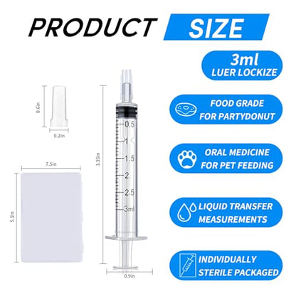 10 Pack 3ml Syringe with Cap, Disposable Syringes for liquid, Colostrum Syringes, No Needle, Individually Sealed - size: 3ml Syringes-10pcs