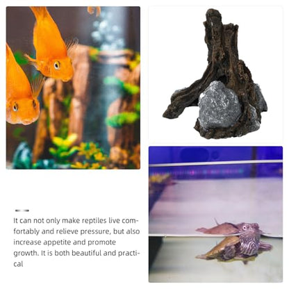 Tortoise Climbing House Reptile Hiding Cave Natural Bark Hideout Platform for Turtle Lizard Habitat Decor Pet Shelter Hideaway