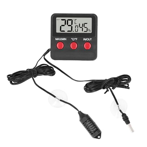Mini Temperature and Humidity Meter Digital Hygrometer with 2 Probes Monitor for Incubator Reptile Tank Aquarium ABS Compact Design