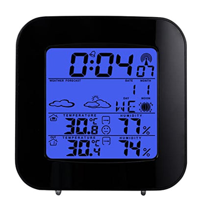Barometer Indoor and Outdoor Hygrograph with Backlit Clock Electronic Weather Forecast Desk