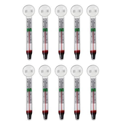 10 Pieces Aquarium Floating Thermometer Fish for Tank Thermometers Easy to Read No Messy Wires Suck Inside of Terrarium Aquarium Fish Tank Digital Scale Stick on Thermostat Thermometer Strip Display
