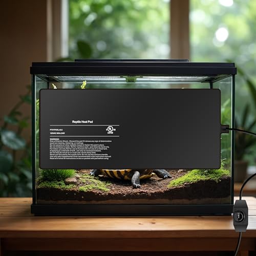 Simple Deluxe 8X18 Inch 24W Reptile Heating Pad with Temperature Adjustable Knob Under Tank Terrarium Heating Mat for Turtles, Lizards, Frogs, and Other Reptiles, 2 Pack - size: 8" x 18", style: 2 Pack Heat Pad with Adjust Knob