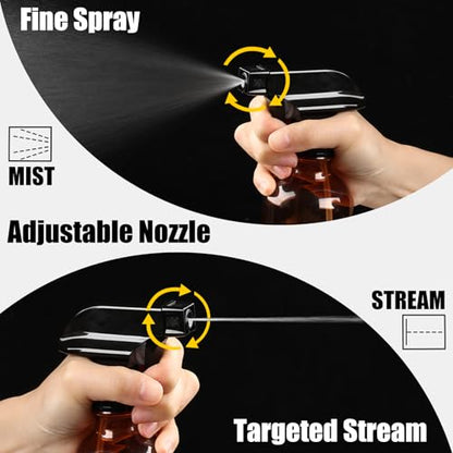 Spray Bottles 2 Pack 10 oz Refillable Plastic Squirt Bottle for Liquid | Fine Mist Water Spray Bottle with Adjustable Stream Nozzle BPA-free Spray Bottle for Hair, Plant, Cleaning, Pet Training - color: 2 Amber