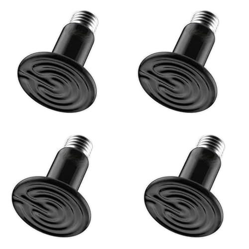 Sxminer 4 Pack 100W Ceramic Heat Lamp Bulb, E26/E27 Base Infrared Reptile Heat Lamp or Chicken Brooder Heater Bulb Non-Light Emitting for Pets Snakes Lizards Industrial Use