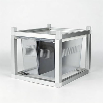 Stackable Reptile Rack with Base, 13x10x8 Inch Reptile Rack Drawer System with Bins, Modular Stackable Gecko Breeding Enclosure with Removable Divider & Ventilated Lid – Expandable up to 6 Levels - size: 13x10x8-base