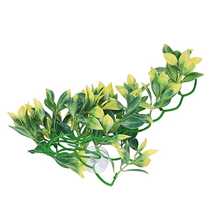 Artificial Reptile Plants Lifelike Plastic Plant Hanging Leaves Decoration with Suction Cup for Reptile Terrarium Fish Tank (T-153E2) - size: T-153E2
