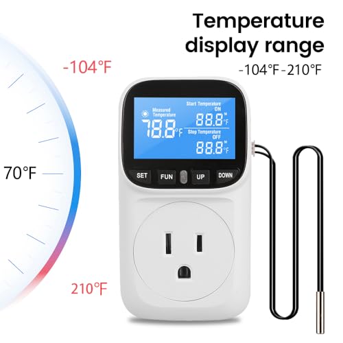 Diymore Digital Thermostat Controller, 1800W 120V/15A, -104°F to 210°F, Heating & Cooling Mode for Incubator, Greenhouse, Reptile Tank, Pool - style: Country Rustic