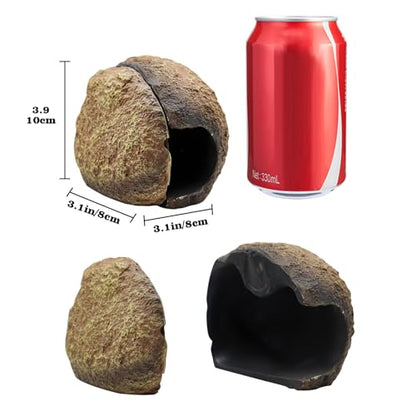 Reptile Tank Accessories – Resin Magnetic Rock Hideout for Hermit Crabs & Small Reptiles, Realistic Cave Décor for Terrariums