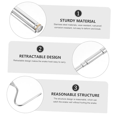 Snake Catcher Tool Retractable Reptile Hook Sturdy Stainless Steel Snake Trap Extendable for Professionals
