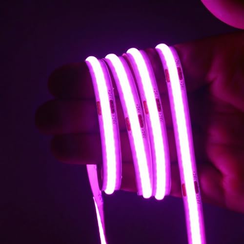 LED Strip Lights 24V COB Purple 16.4ft (No Power Supply) | Super Bright, Dotless High Density 14W/m, 8mm Width Cuttable Flexible, Home DIY Commercial Decoration - color: Purple (Only LED Strip)