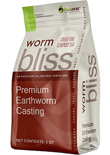 Worm Bliss (1 Qt) - Organic Worm Castings for Plants & Gardening - OMRI-Listed Earthworm Castings for Plants, Vegetables, Flowers, & Potting Soil - Organic Garden Fertilizer Rich in Nutrients - color: Worm Bliss (1 Qt)