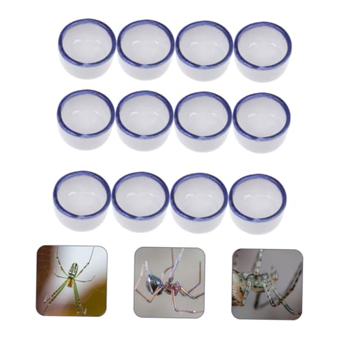 Happyyami 12pcs Mini Ceramic Reptile Water Dish for Enclosures Space-Saving Feeding Bowl for Small Pets Versatile Design for Species