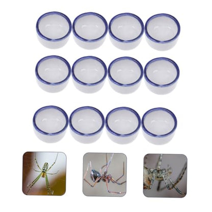 Happyyami 12pcs Mini Ceramic Reptile Water Dish for Enclosures Space-Saving Feeding Bowl for Small Pets Versatile Design for Species