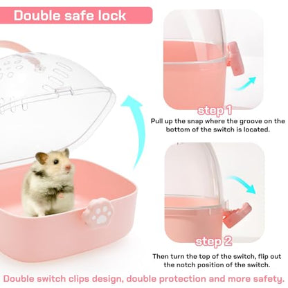 Hamster Carrier Cage, Portable Small Animal Carrier Cage with Water Bottle, Guinea Pig Outgoing Cage Hamster Travel Carry Case for Small Pets, Gerbils, Chinchillas, Dwarf Hamster