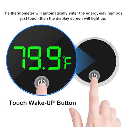 DORHEA 2Pcs Digital Aquarium Thermometer Fish Tank Digital LED Display Thermometer Fahrenheit Aquarium Temperature Sensor with LED Touch Screen for Aquarium Glass Containers Plant Reptile Turtle Tank - color: 2pcs round-white