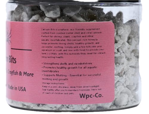 Calcium Bits: Calcium Supplement for Aquatic Pets - Natural Source of Calcium Suitable for Aquariums, Neocaridina Shrimp, Aquarium Snails, Crustaceans, Invertebrates and Other Aquatic Pets 3 oz